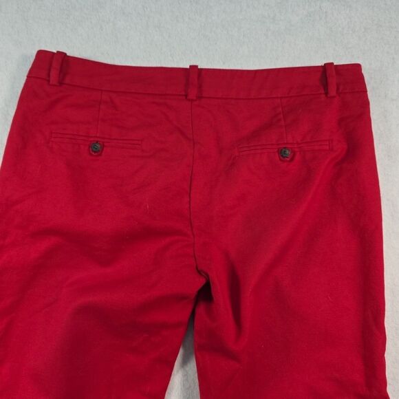 Zara Basic Collection Chino Fit Pants Women's  Size 10 Tapered Red Cotton Blend - Picture 3 of 9